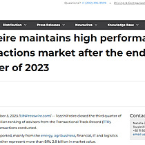 TozziniFreire maintains high performance in the transactions market after the end of the 3rd quarter of 2023